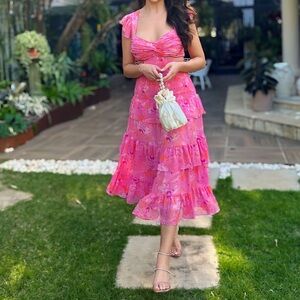 Pink flowery dress from Likely size 6.